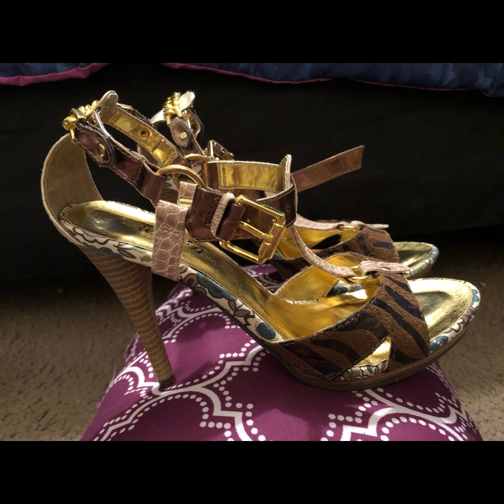 Wild Rose Animal Print, Floral, Gold Heels